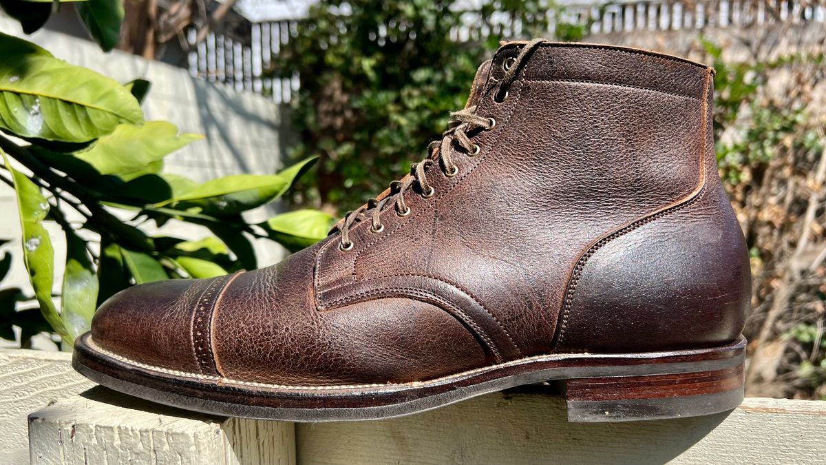 Photo by Drover_Shy on October 3, 2022 of the Viberg Service Boot in C.F. Stead Sap Waxed Kudu.