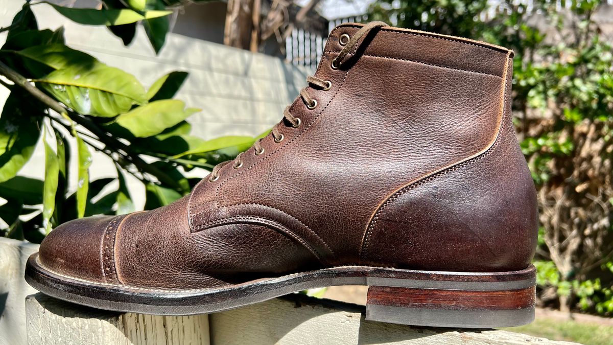 Photo by Drover_Shy on October 3, 2022 of the Viberg Service Boot in C.F. Stead Sap Waxed Kudu.