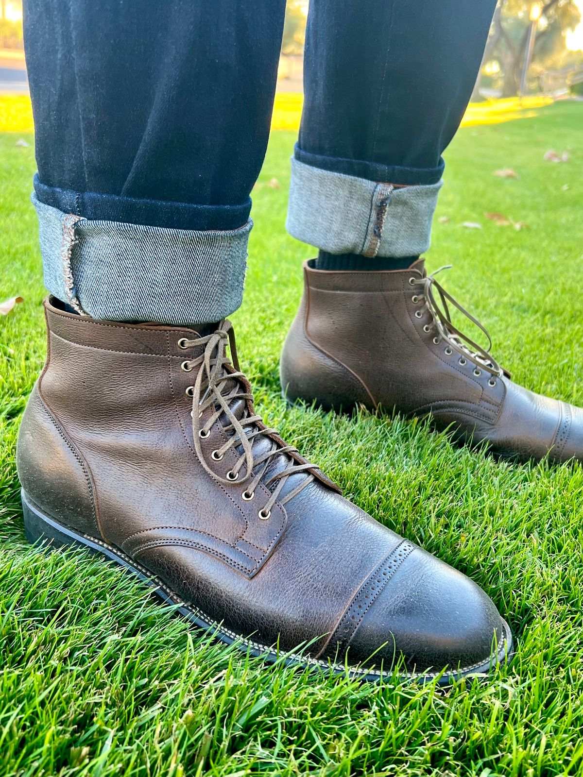 Photo by Drover_Shy on November 27, 2022 of the Viberg Service Boot in C.F. Stead Sap Waxed Kudu.
