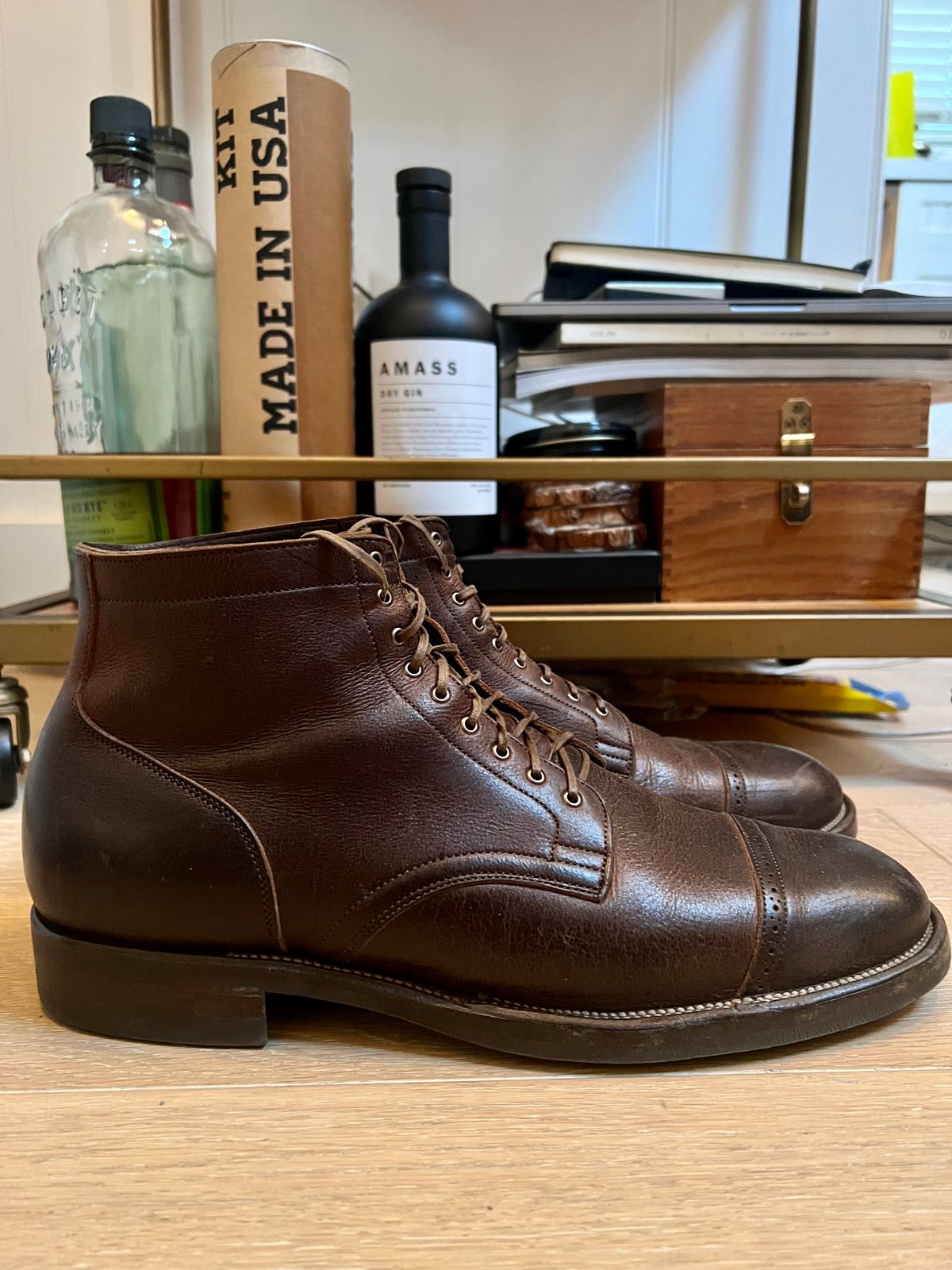 Photo by Drover_Shy on January 25, 2023 of the Viberg Service Boot in C.F. Stead Sap Waxed Kudu.