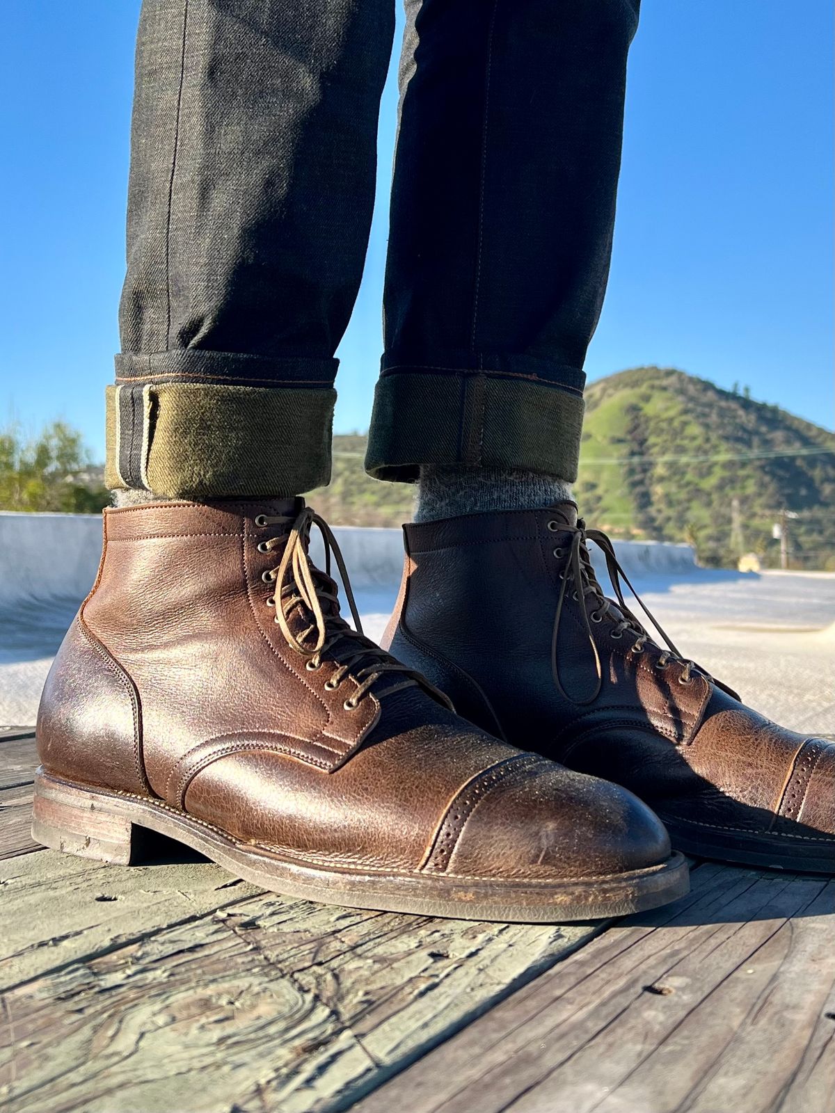 Photo by Drover_Shy on January 25, 2023 of the Viberg Service Boot in C.F. Stead Sap Waxed Kudu.