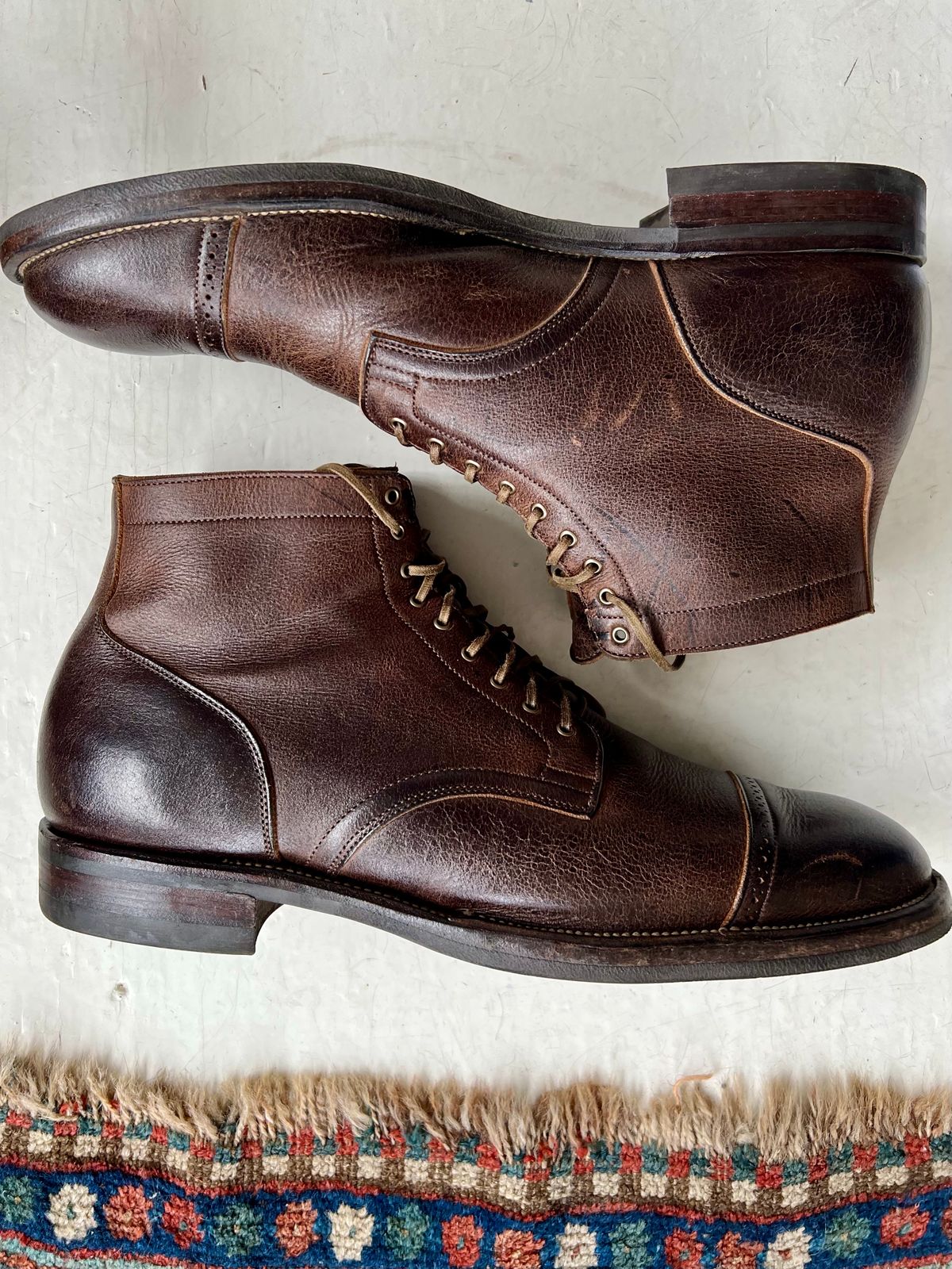 Photo by Drover_Shy on February 27, 2023 of the Viberg Service Boot in C.F. Stead Sap Waxed Kudu.