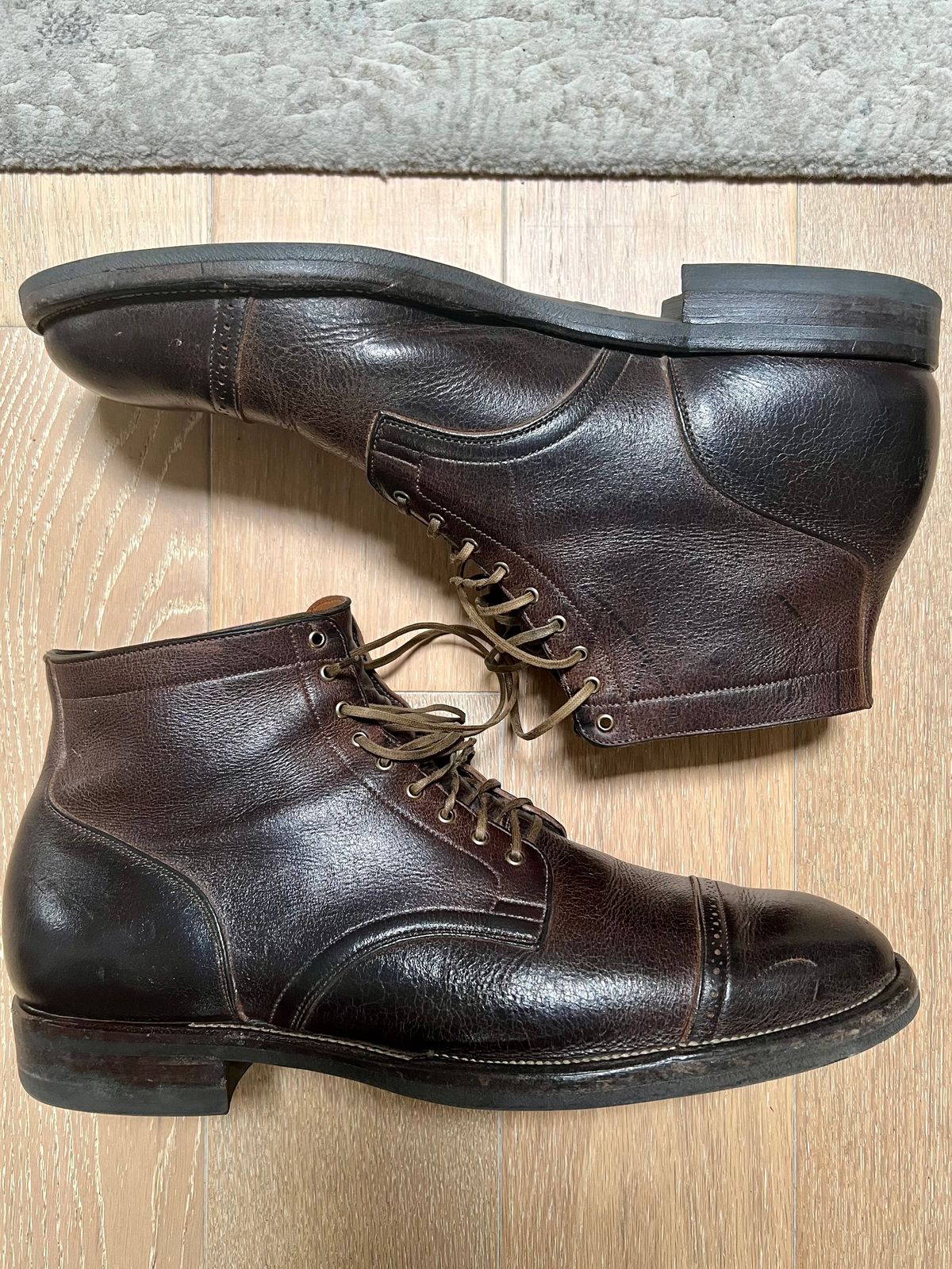 Photo by Drover_Shy on August 20, 2023 of the Viberg Service Boot in C.F. Stead Sap Waxed Kudu.