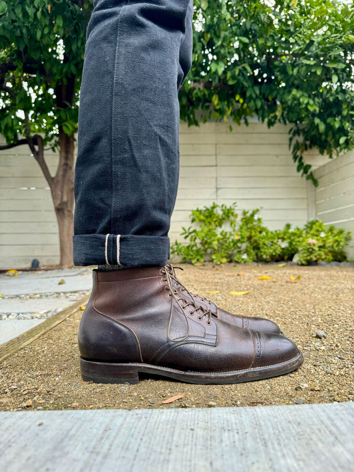 Photo by Drover_Shy on January 21, 2024 of the Viberg Service Boot in C.F. Stead Sap Waxed Kudu.