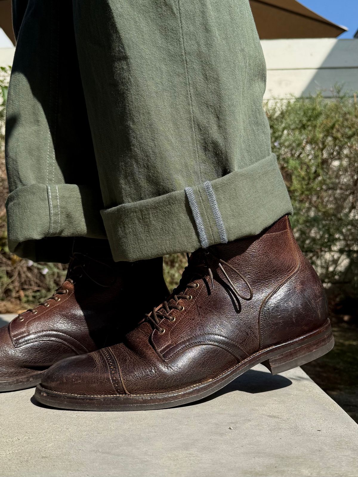 Photo by Drover_Shy on November 2, 2025 of the Viberg Service Boot in C.F. Stead Sap Waxed Kudu.