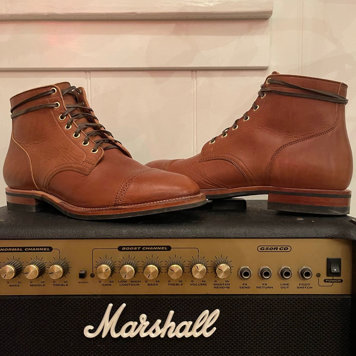 Photo by Drover_Shy on December 8, 2021 of the Viberg Service Boot in Horween Coconut Dublin.