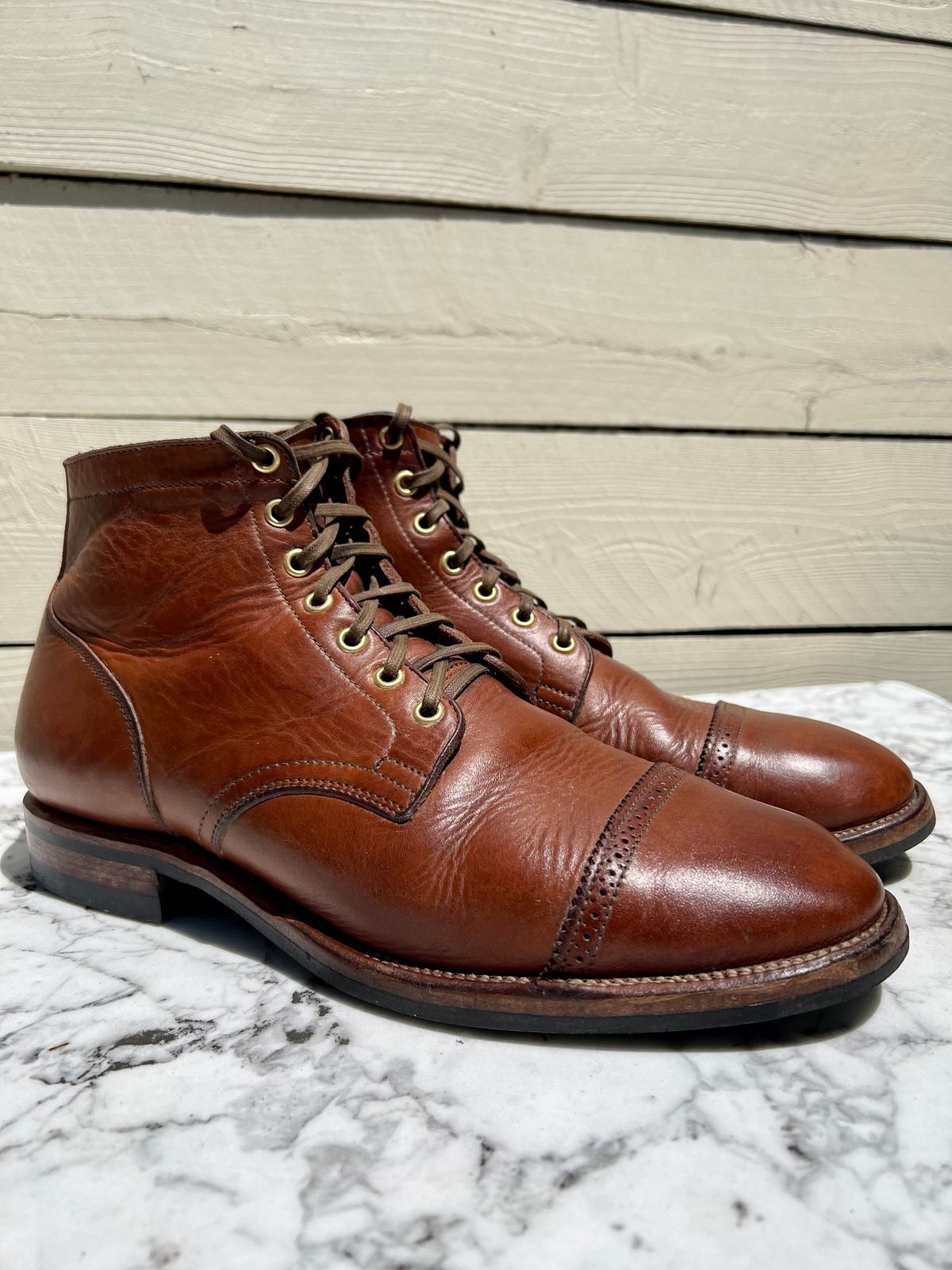 Photo by Drover_Shy on July 6, 2022 of the Viberg Service Boot in Horween Coconut Dublin.