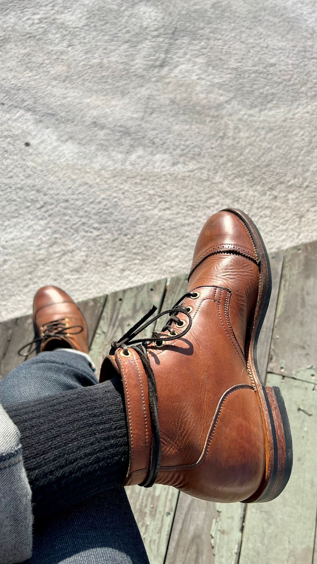 Photo by Drover_Shy on October 6, 2022 of the Viberg Service Boot in Horween Coconut Dublin.