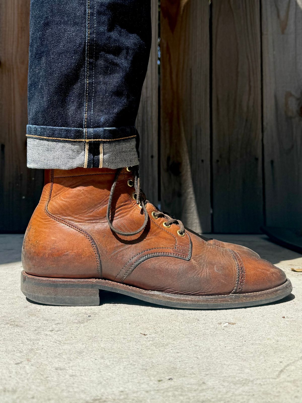 Photo by Drover_Shy on April 30, 2024 of the Viberg Service Boot in Horween Coconut Dublin.