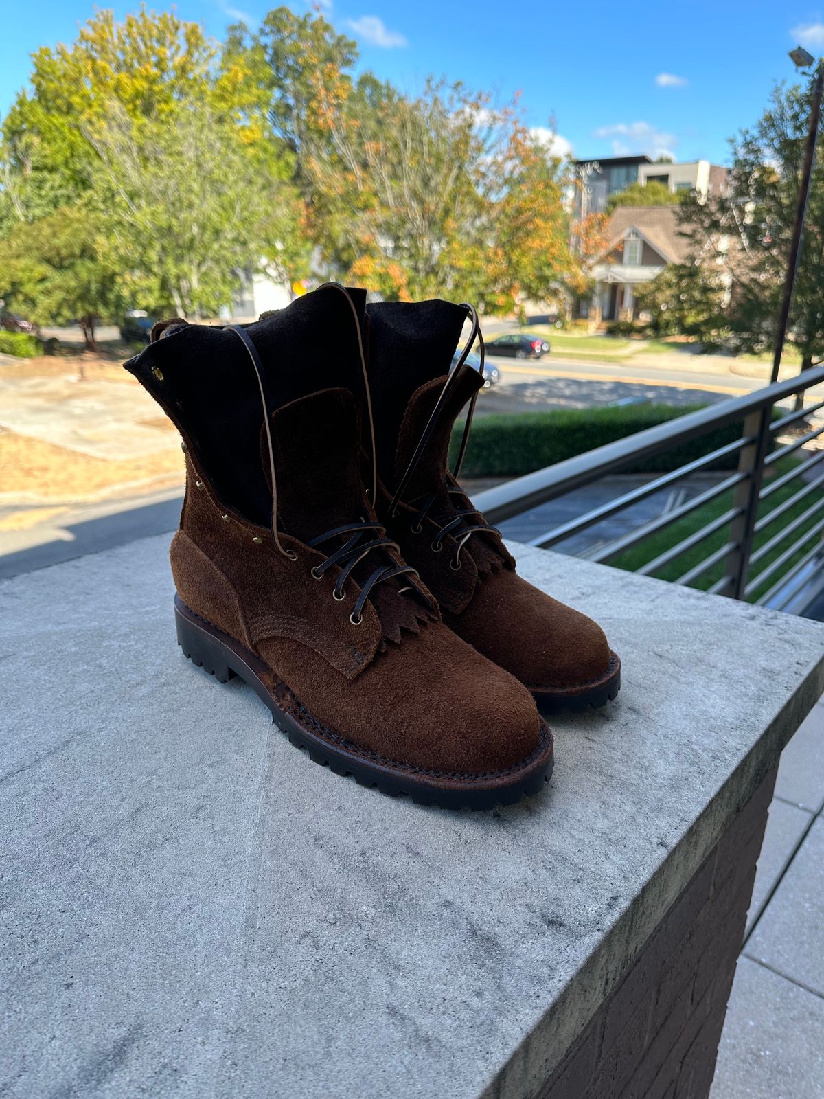 Photo by matty on October 1, 2023 of the JK Boots O.T. in Bison Roughout.