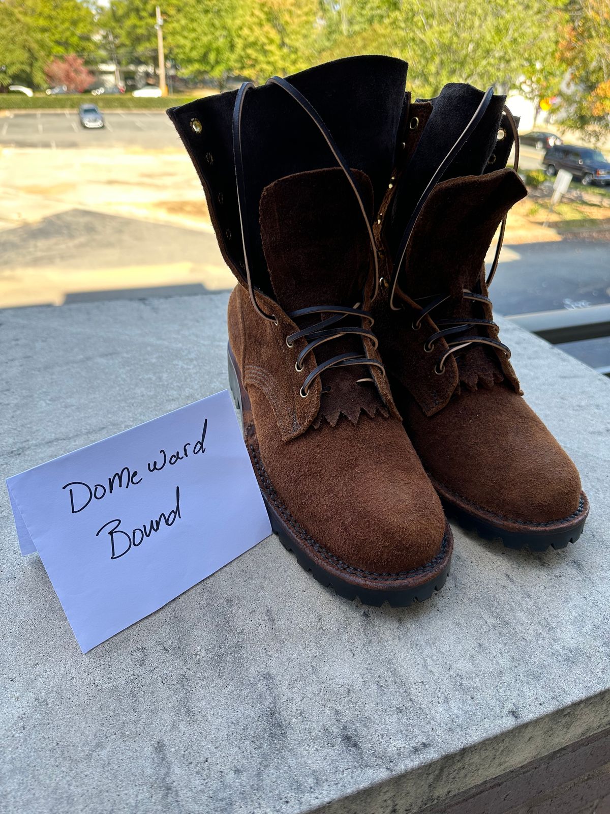 Photo by matty on October 1, 2023 of the JK Boots O.T. in Bison Roughout.