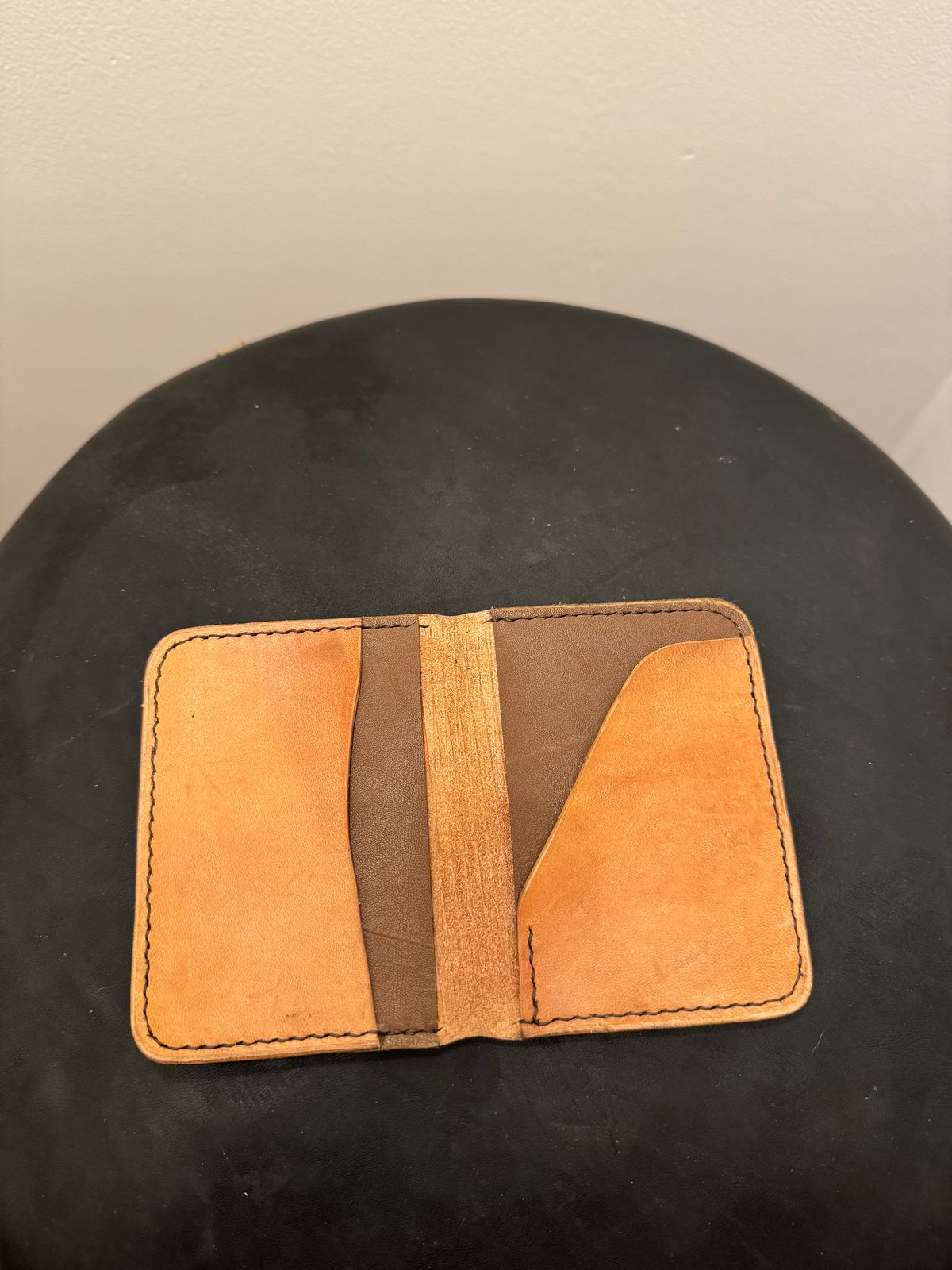 Photo by pillar13 on October 1, 2025 of the Self-Made Wallet in Horween Russet Horsehide Strips.
