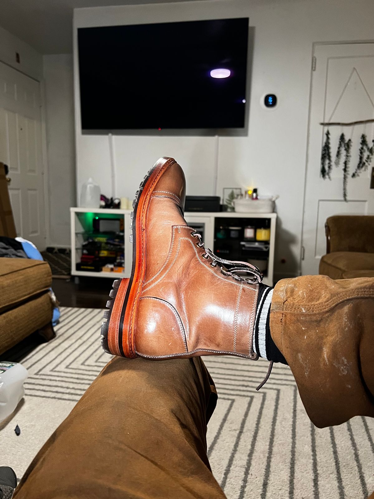 Photo by pillar13 on March 8, 2023 of the Blkbrd Shoemaker Dixon Cap Toe Derby Boot in Horween Natural Chromexcel.