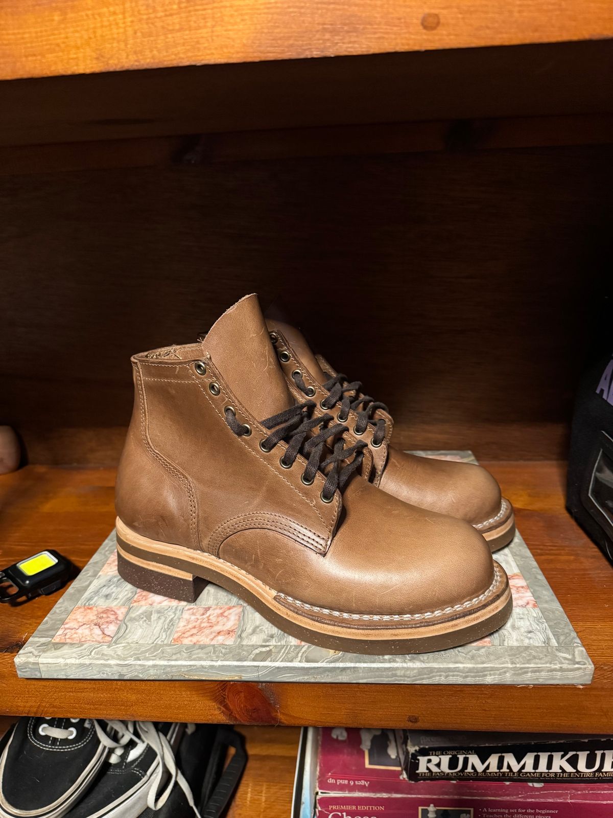 Photo by pillar13 on September 30, 2024 of the Self-Made Service Boot in Horween Natural Chromexcel.