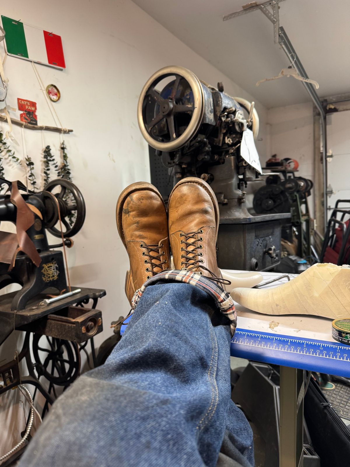 Photo by pillar13 on November 1, 2024 of the Self-Made Service Boot in Horween Natural Chromexcel.