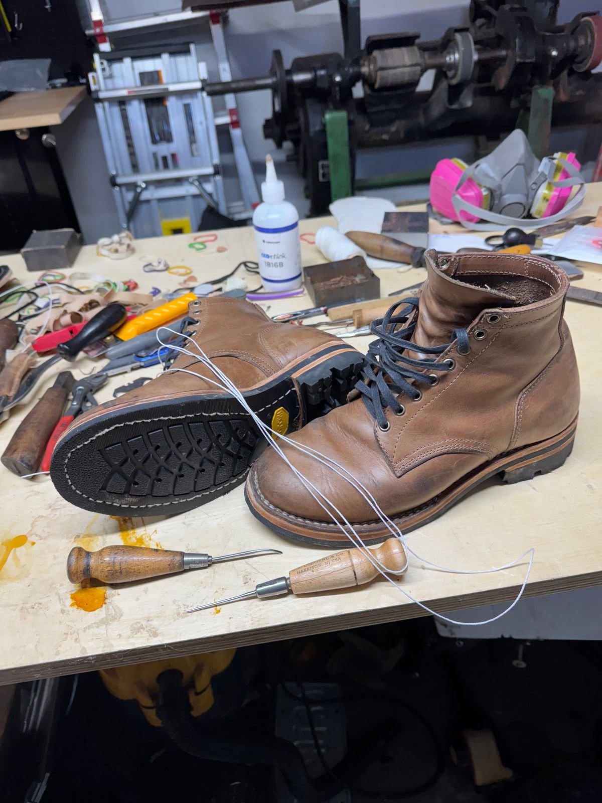 Photo by pillar13 on January 4, 2025 of the Self-Made Service Boot in Horween Natural Chromexcel.