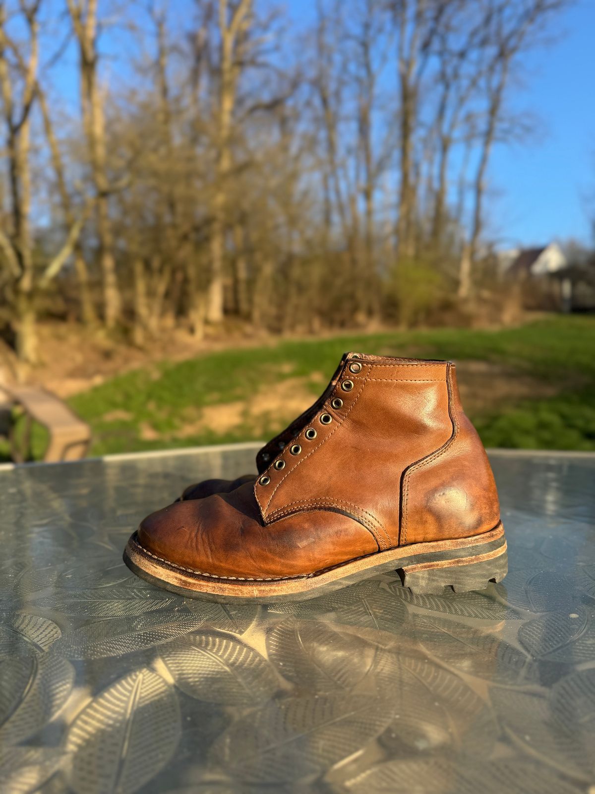 Photo by pillar13 on April 1, 2025 of the Self-Made Service Boot in Horween Natural Chromexcel.