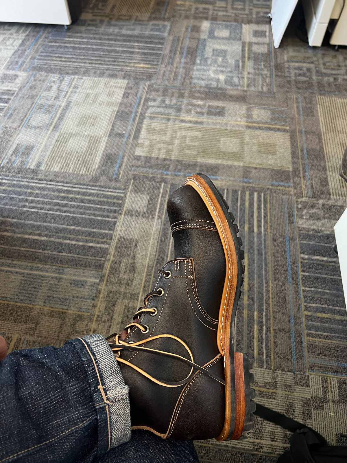 Photo by pillar13 on May 5, 2023 of the Truman Service Boot in Horween Java Waxed Flesh.