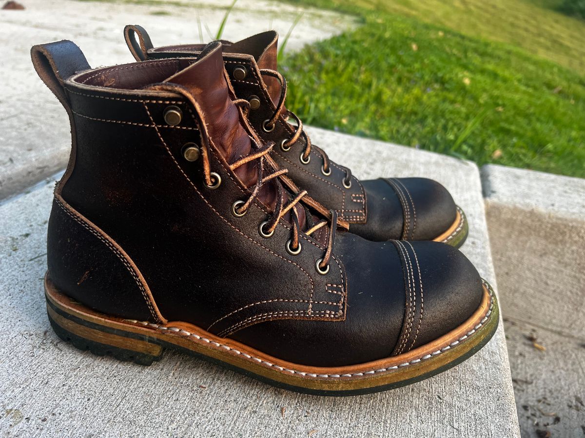 Photo by pillar13 on May 15, 2023 of the Truman Service Boot in Horween Java Waxed Flesh.