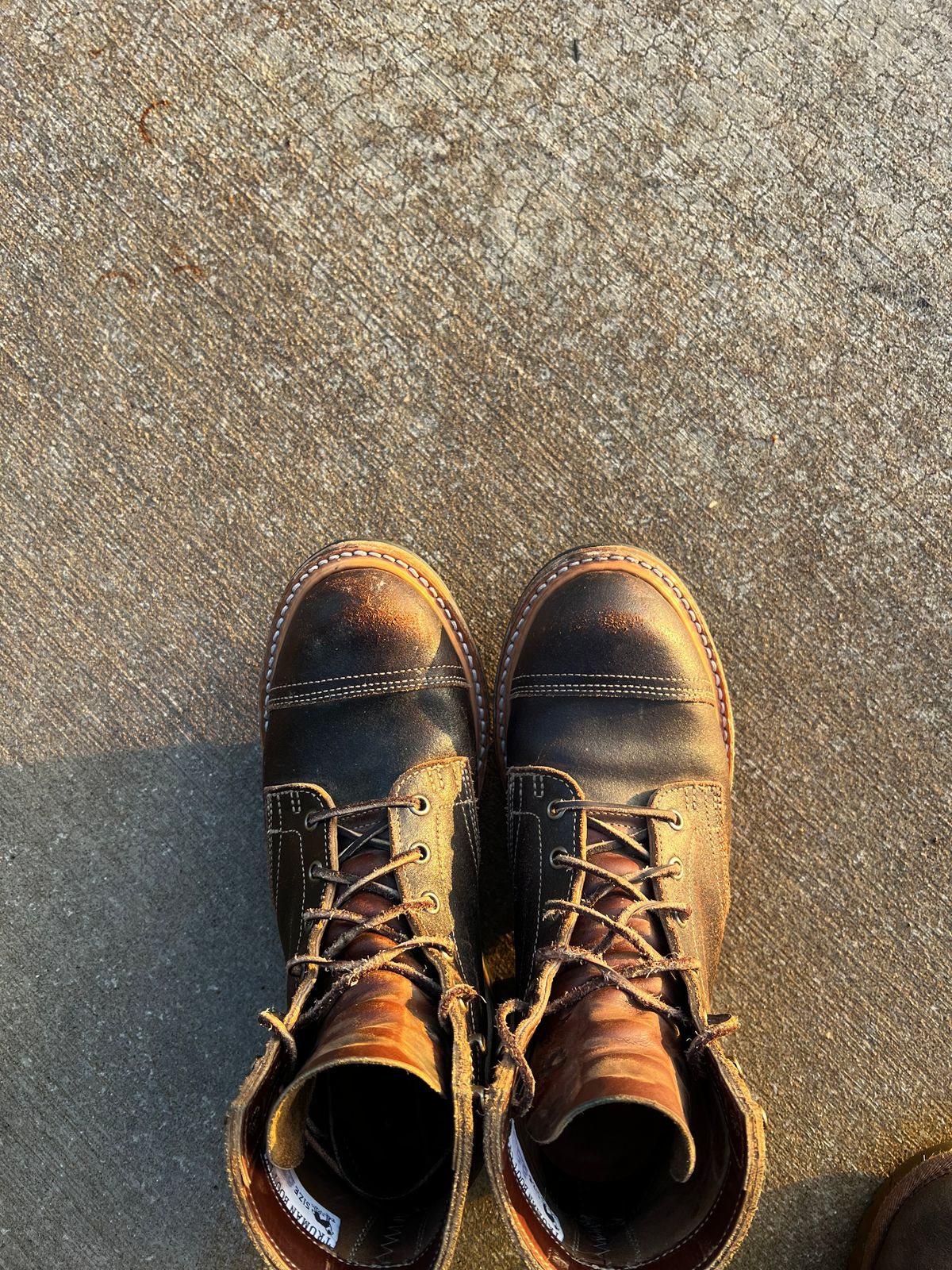 Photo by pillar13 on June 25, 2023 of the Truman Service Boot in Horween Java Waxed Flesh.