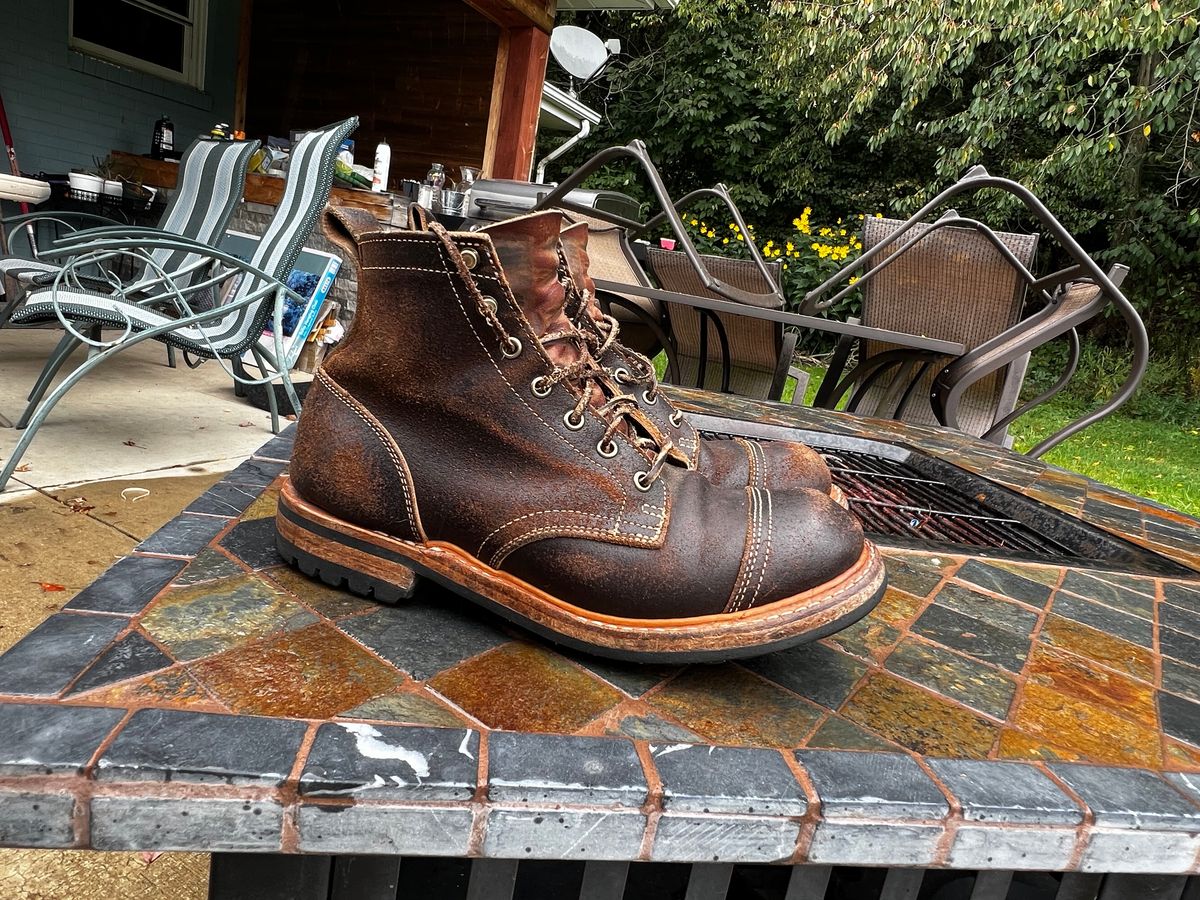 Photo by pillar13 on September 24, 2023 of the Truman Service Boot in Horween Java Waxed Flesh.