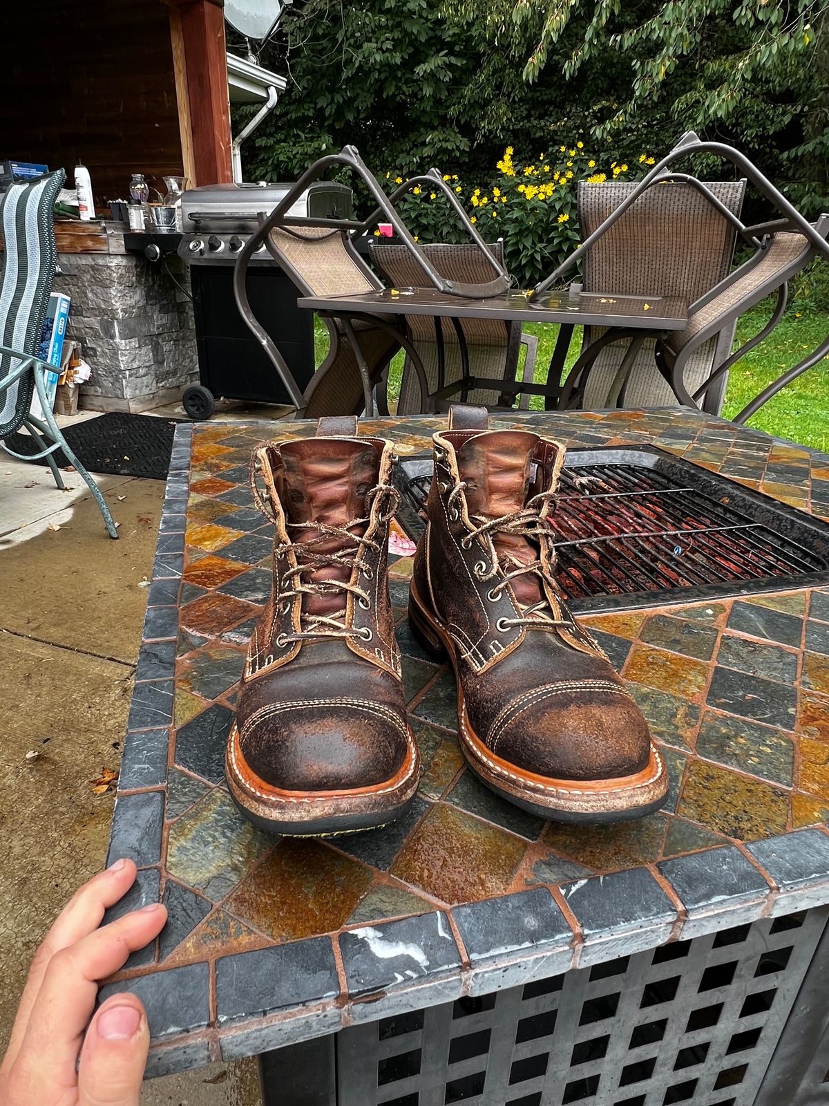 Photo by pillar13 on September 24, 2023 of the Truman Service Boot in Horween Java Waxed Flesh.