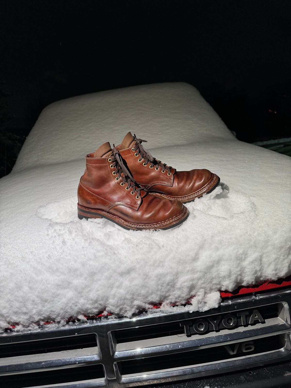 Photo by pillar13 on December 3, 2025 of the Self-Made Derby Boot in Maryam Macchiato TPR Horsebutt.