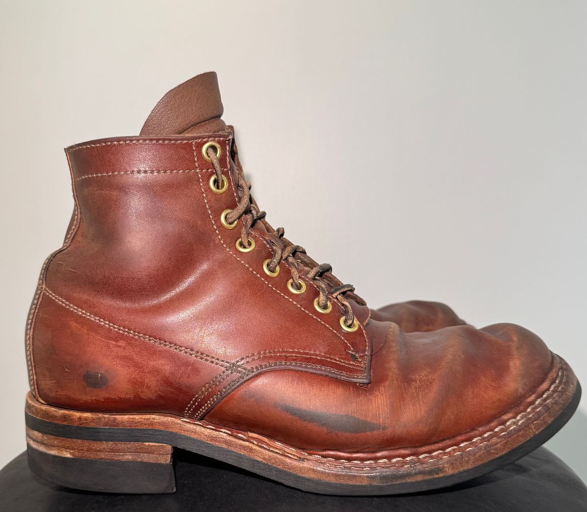 Photo by pillar13 on February 1, 2026 of the Self-Made Derby Boot in Maryam Macchiato TPR Horsebutt.