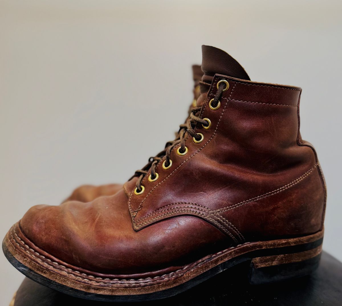 Photo by pillar13 on March 5, 2026 of the Self-Made Derby Boot in Maryam Macchiato TPR Horsebutt.