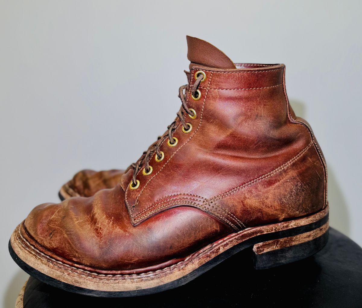 Photo by pillar13 on April 4, 2026 of the Self-Made Derby Boot in Maryam Macchiato TPR Horsebutt.