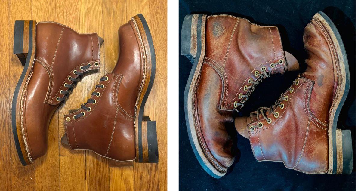 Photo by pillar13 on April 6, 2026 of the Self-Made Derby Boot in Maryam Macchiato TPR Horsebutt.