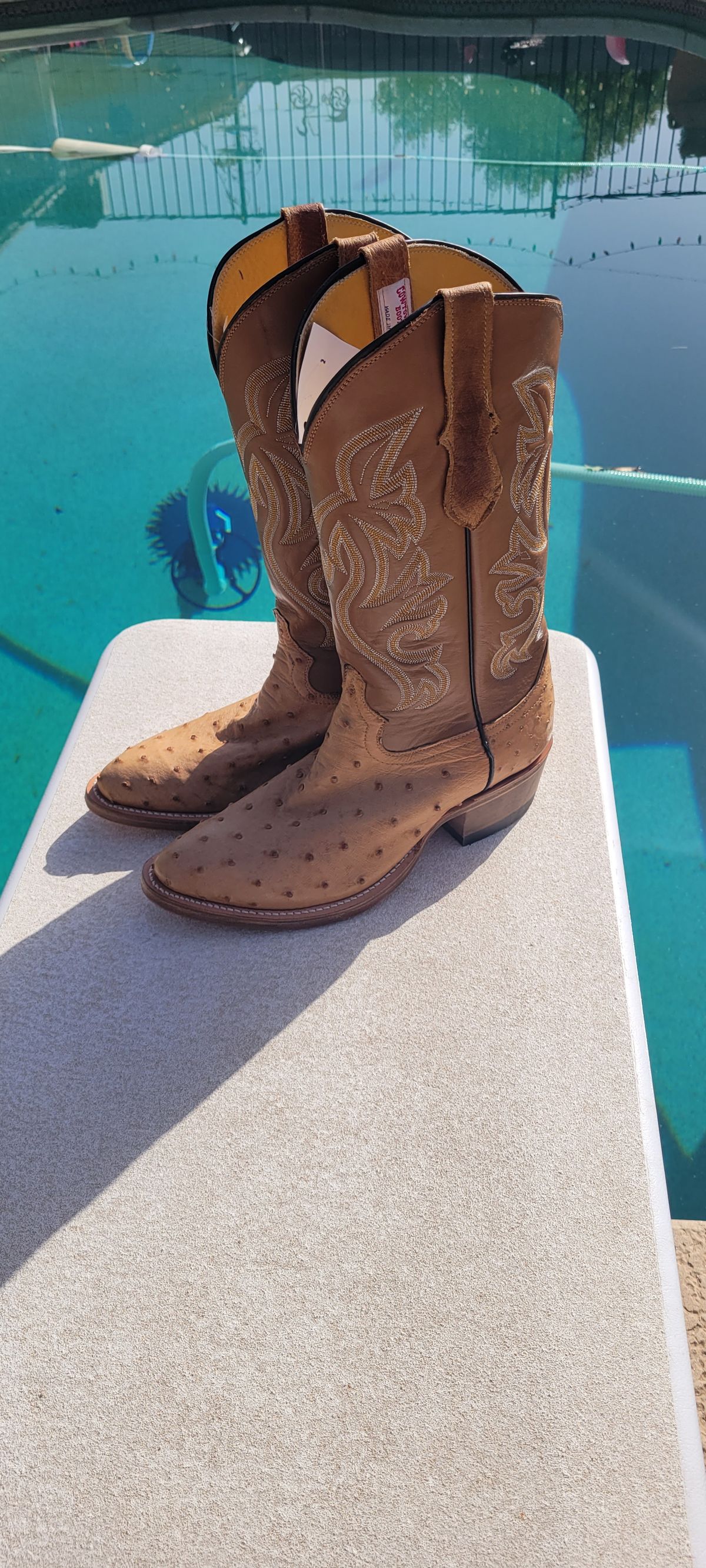 Photo by tekufu on October 1, 2023 of the Cowtown Boots J Toe in Cognac Ostrich .