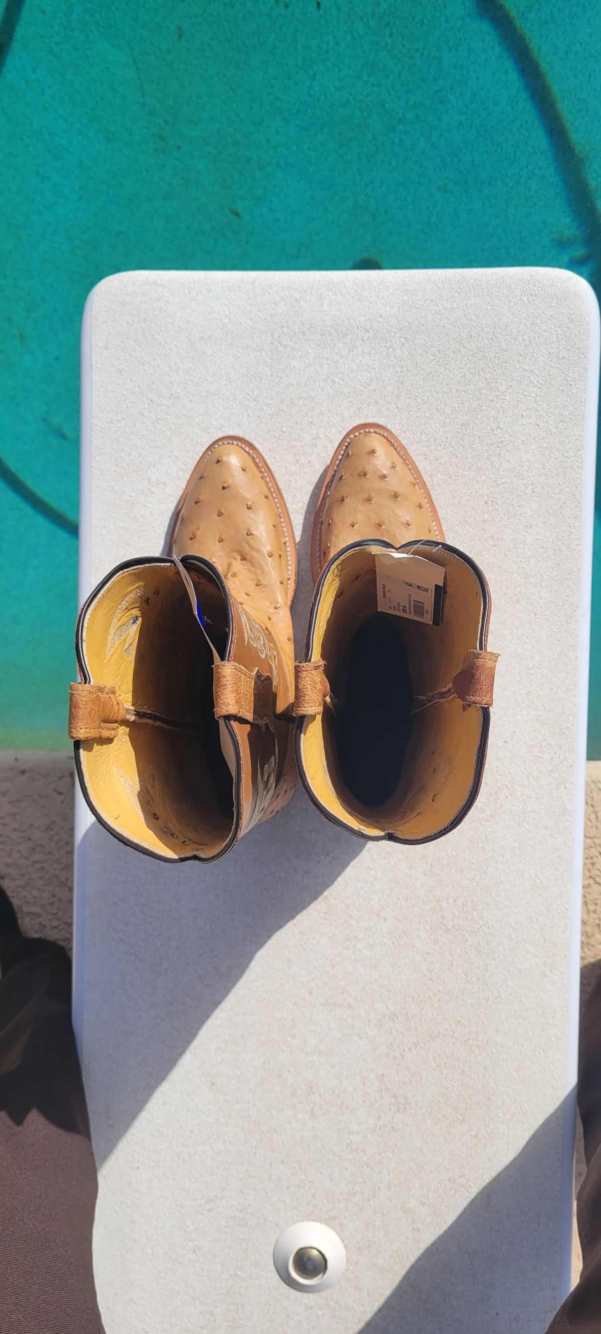 Photo by tekufu on October 1, 2023 of the Cowtown Boots J Toe in Cognac Ostrich .