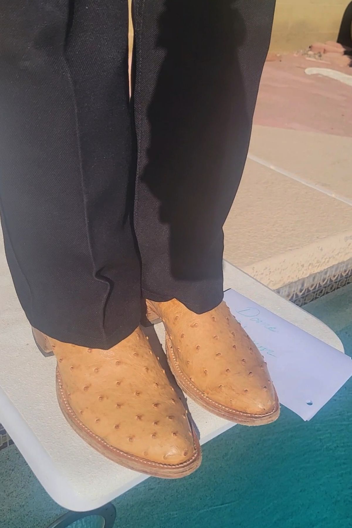 Photo by tekufu on November 1, 2023 of the Cowtown Boots J Toe in Cognac Ostrich .