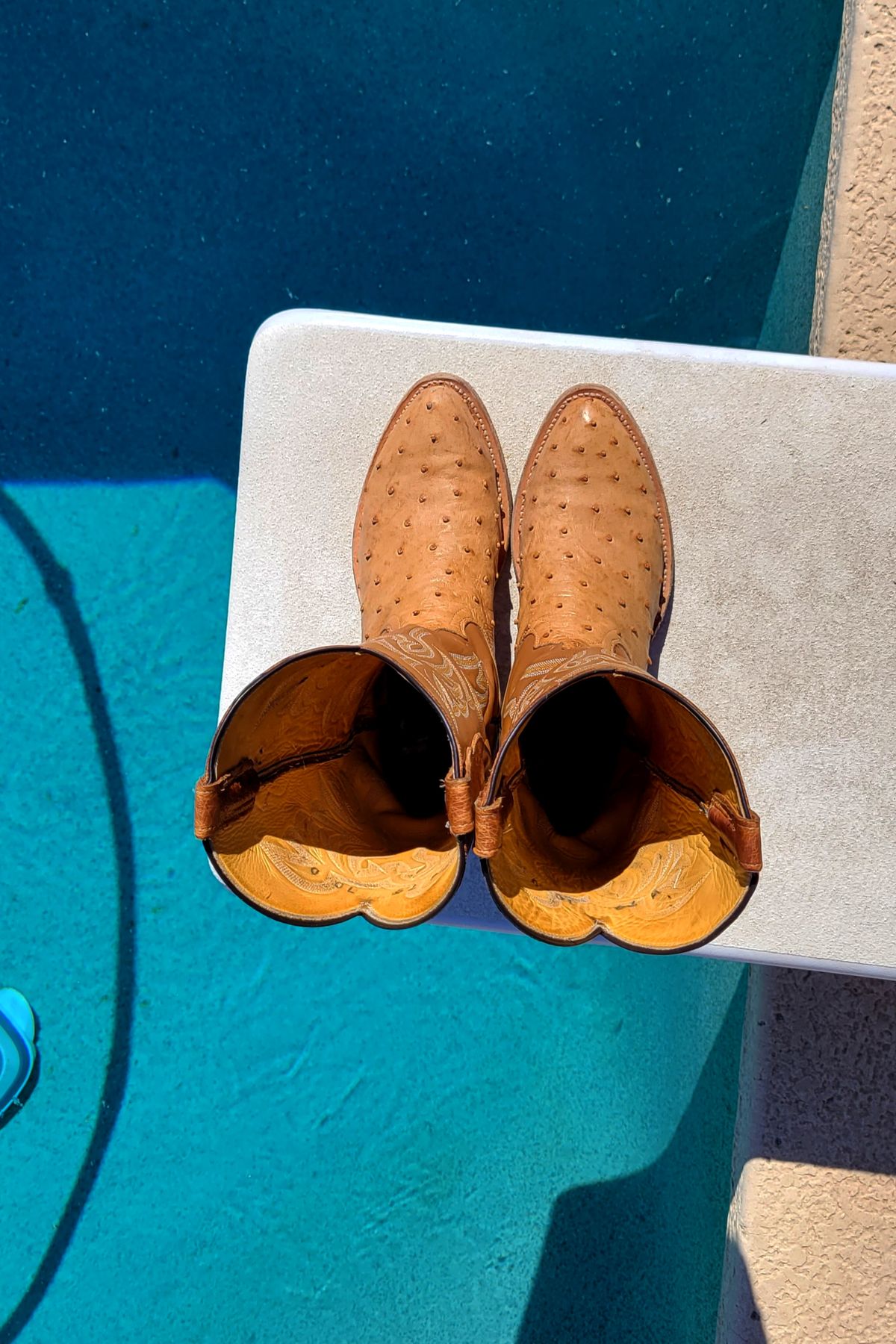 Photo by tekufu on November 1, 2023 of the Cowtown Boots J Toe in Cognac Ostrich .