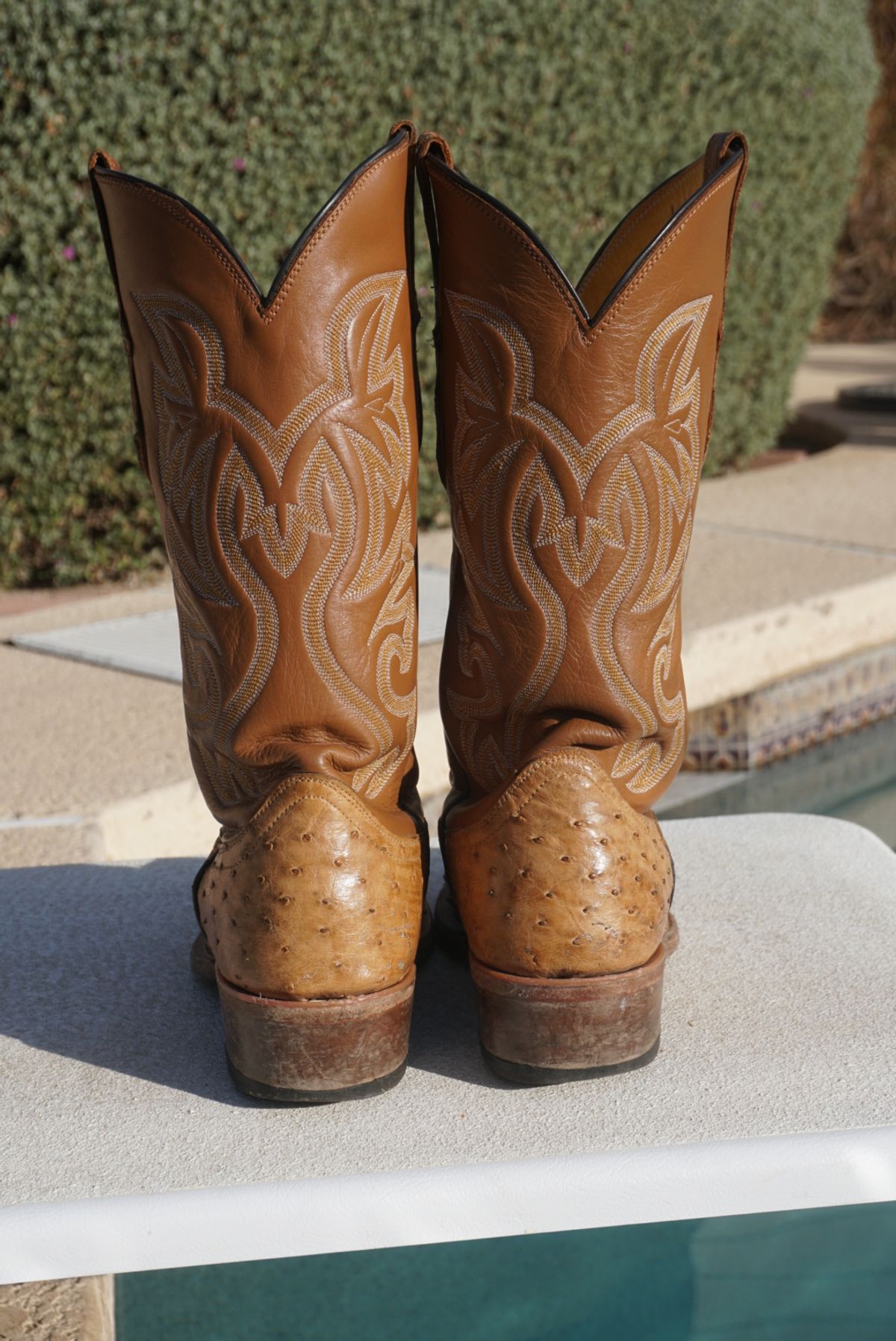 Photo by tekufu on December 3, 2023 of the Cowtown Boots J Toe in Cognac Ostrich .