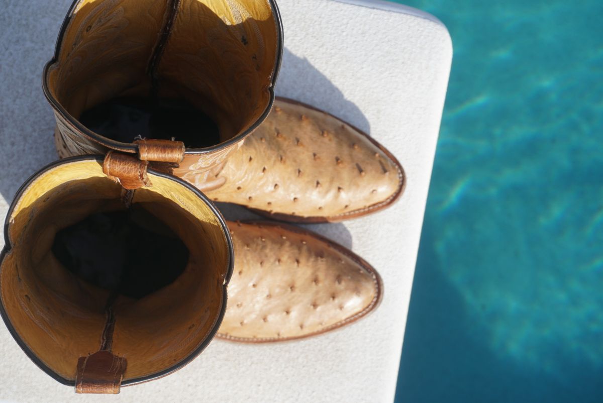 Photo by tekufu on December 3, 2023 of the Cowtown Boots J Toe in Cognac Ostrich .