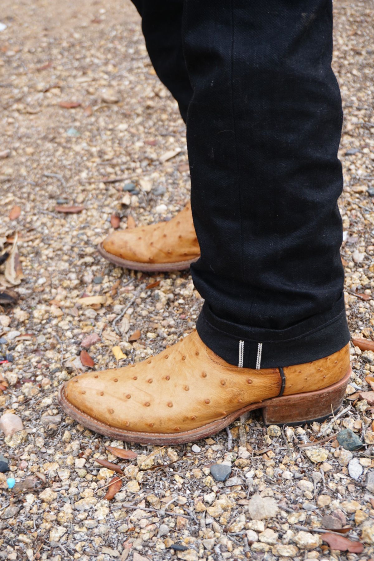 Photo by tekufu on January 1, 2024 of the Cowtown Boots J Toe in Cognac Ostrich .