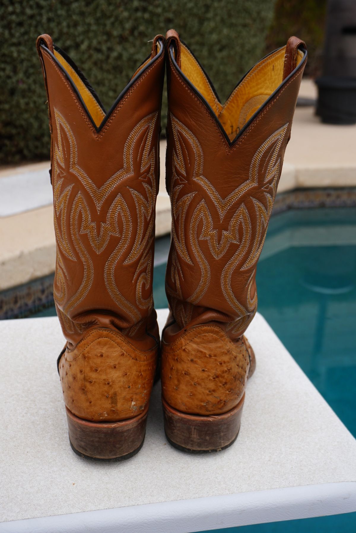 Photo by tekufu on January 1, 2024 of the Cowtown Boots J Toe in Cognac Ostrich .