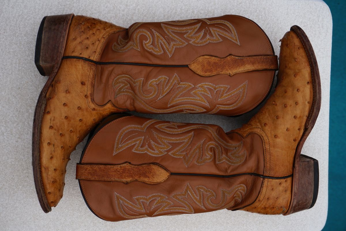 Photo by tekufu on January 1, 2024 of the Cowtown Boots J Toe in Cognac Ostrich .