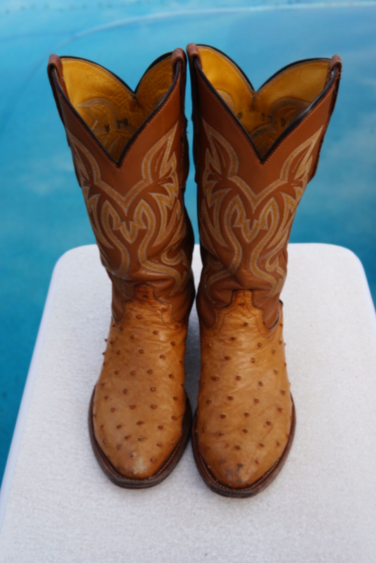 Photo by tekufu on February 5, 2024 of the Cowtown Boots J Toe in Cognac Ostrich .