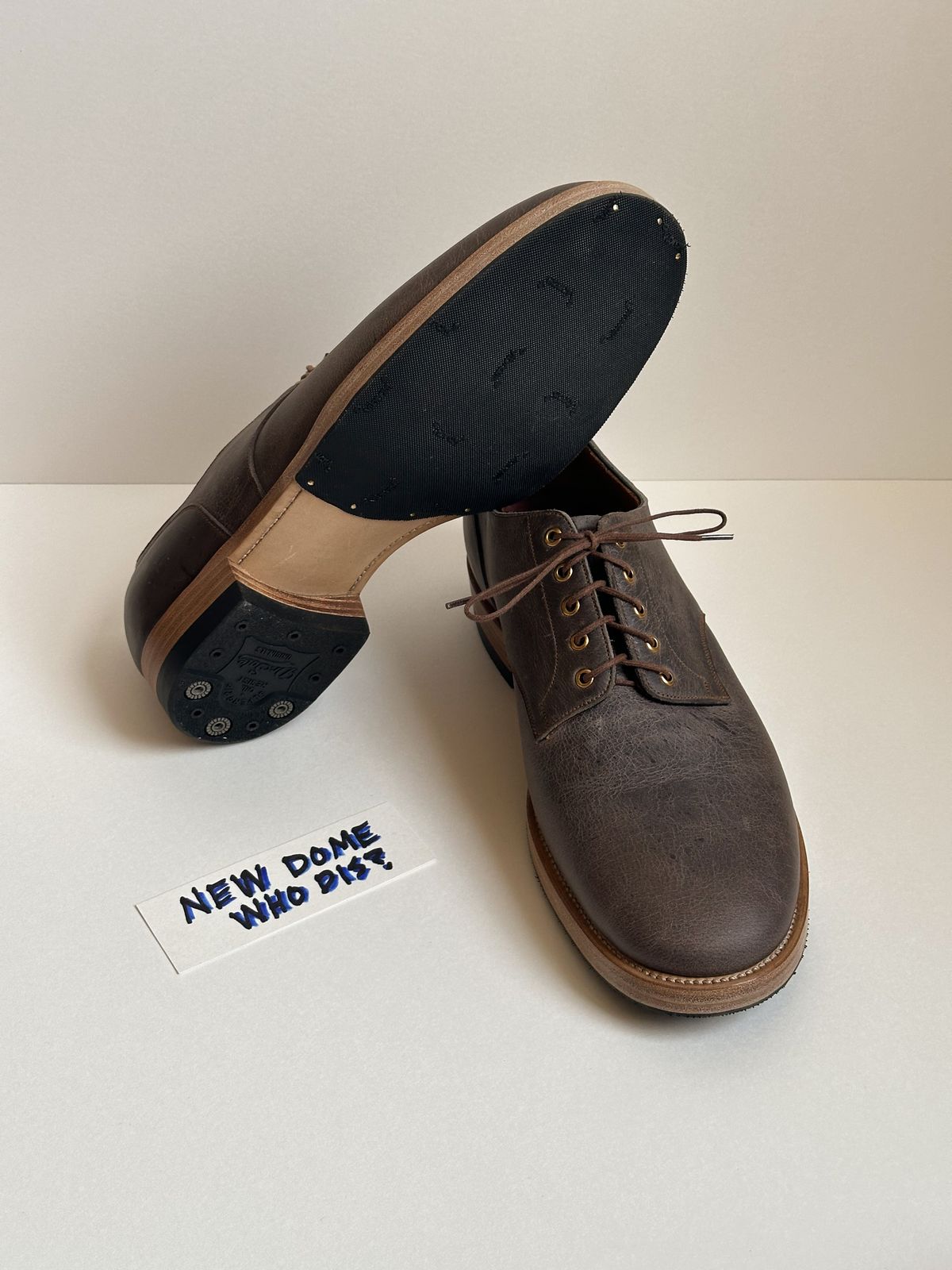 Photo by storybook.oak on October 2, 2025 of the Iron Boots TCO Shoe in C.F. Stead Cloudburst Waxed Kudu.