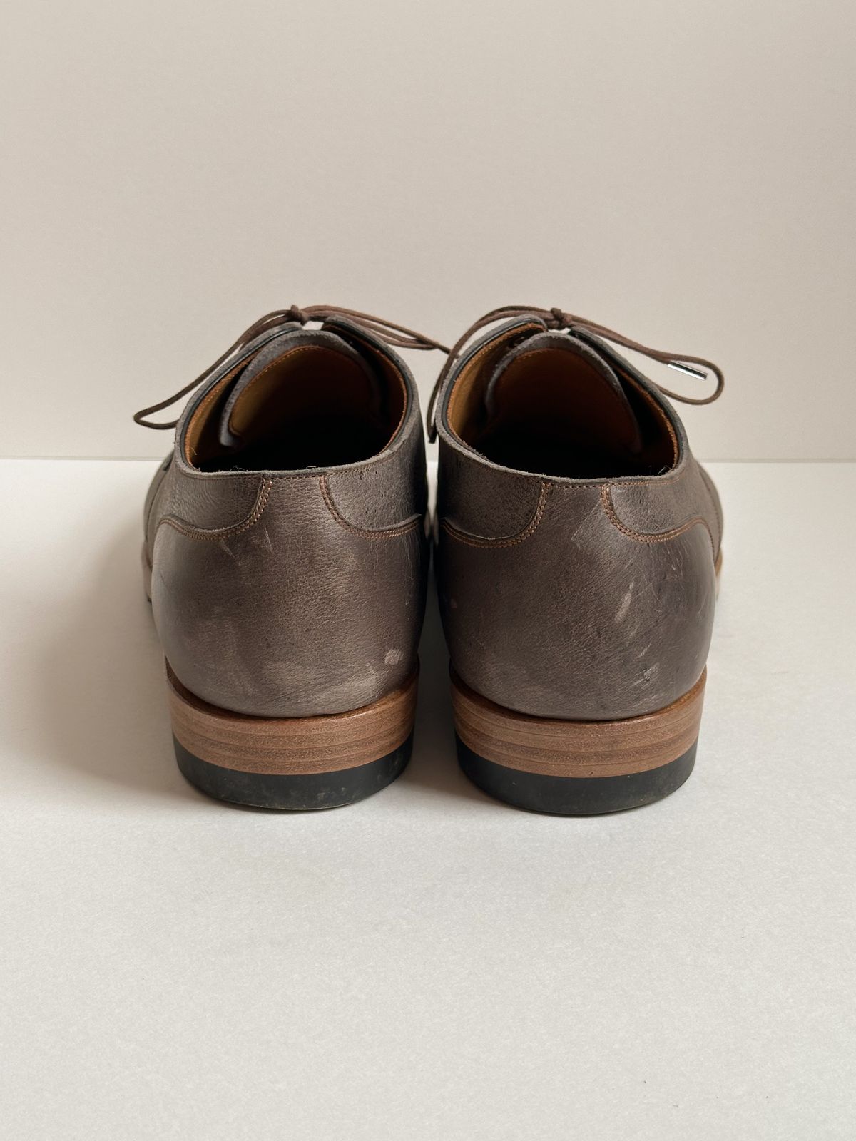 Photo by storybook.oak on November 3, 2025 of the Iron Boots TCO Shoe in C.F. Stead Cloudburst Waxed Kudu.