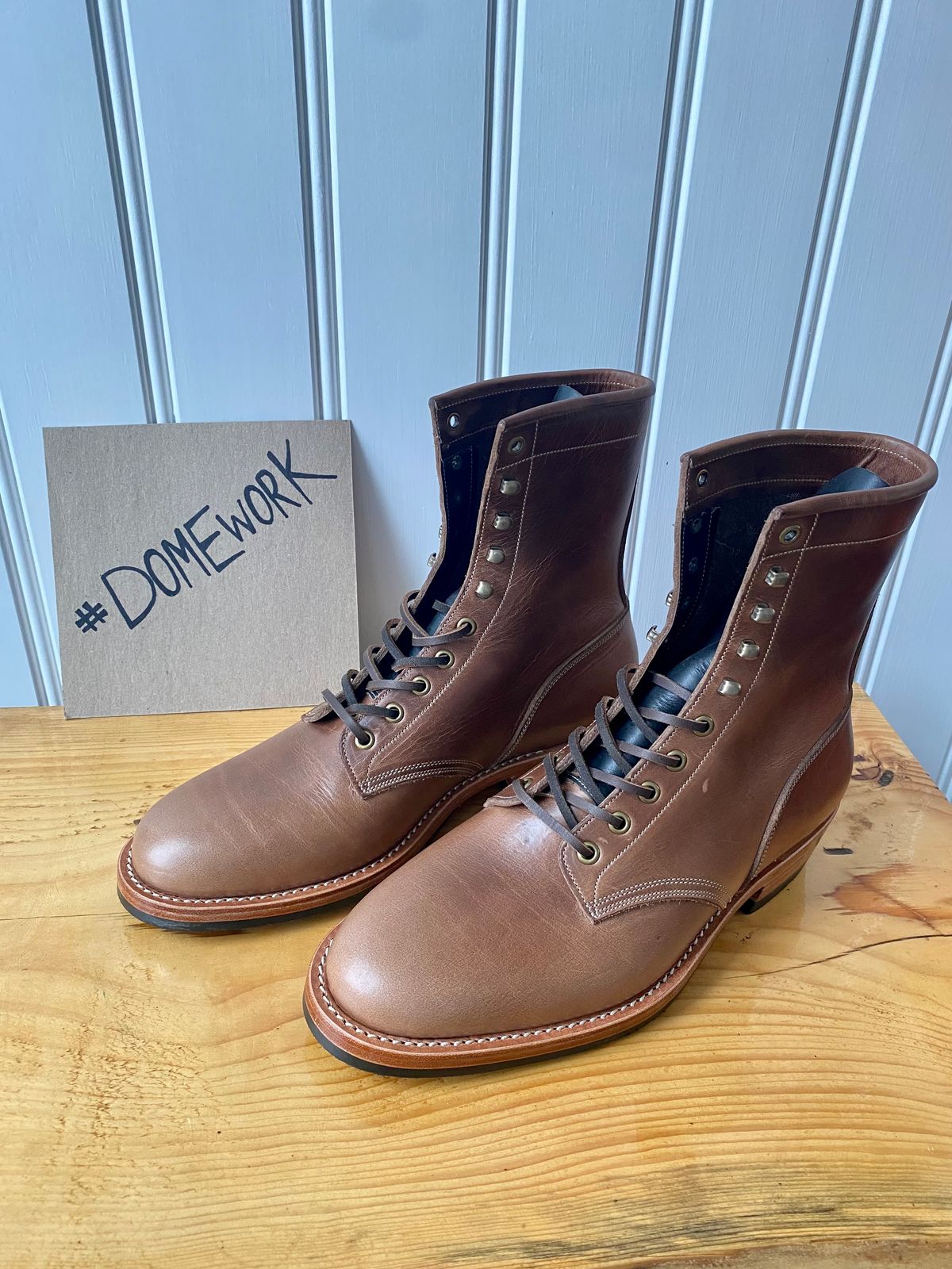 Photo by storybook.oak on October 1, 2022 of the Onderhoud SVC02 Packer Boot in Horween Natural Chromexcel.