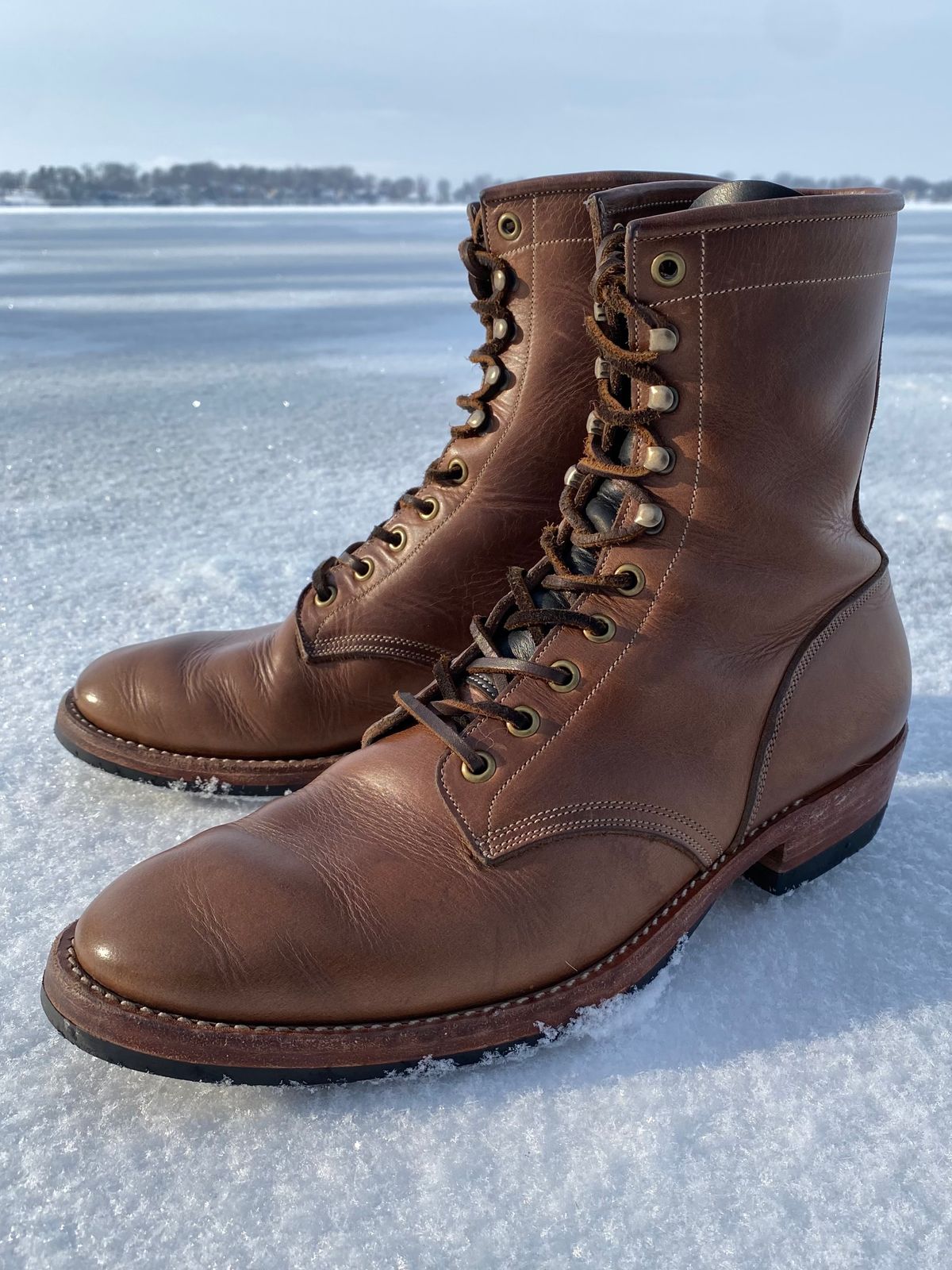 Photo by storybook.oak on January 2, 2023 of the Onderhoud SVC02 Packer Boot in Horween Natural Chromexcel.