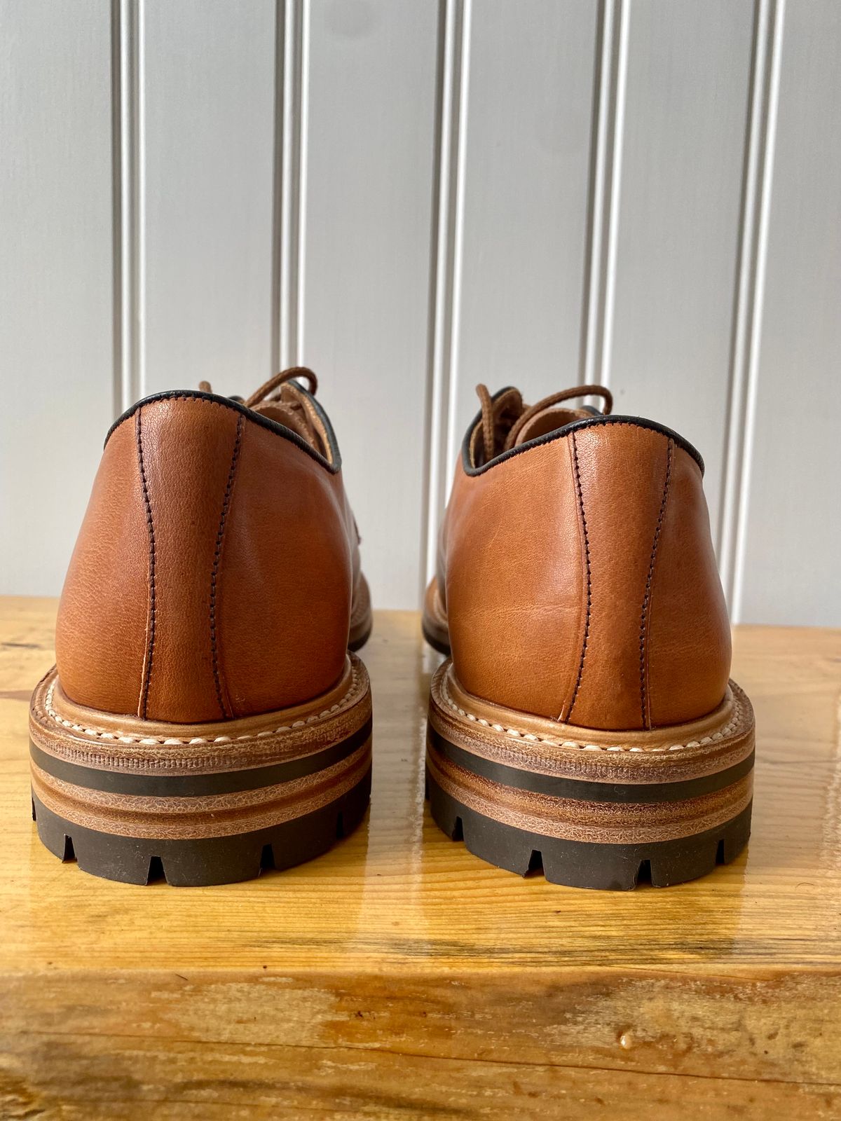 Photo by storybook.oak on October 1, 2022 of the Tricker's Robert Plain Derby Shoe in Horween Natural Dublin.