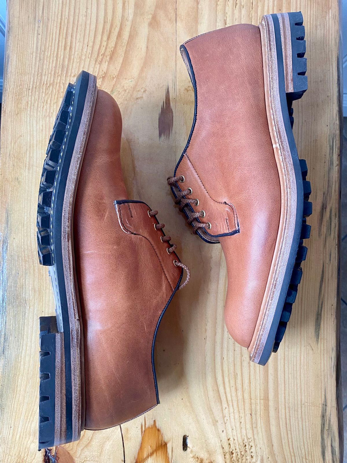 Photo by storybook.oak on October 1, 2022 of the Tricker's Robert Plain Derby Shoe in Horween Natural Dublin.