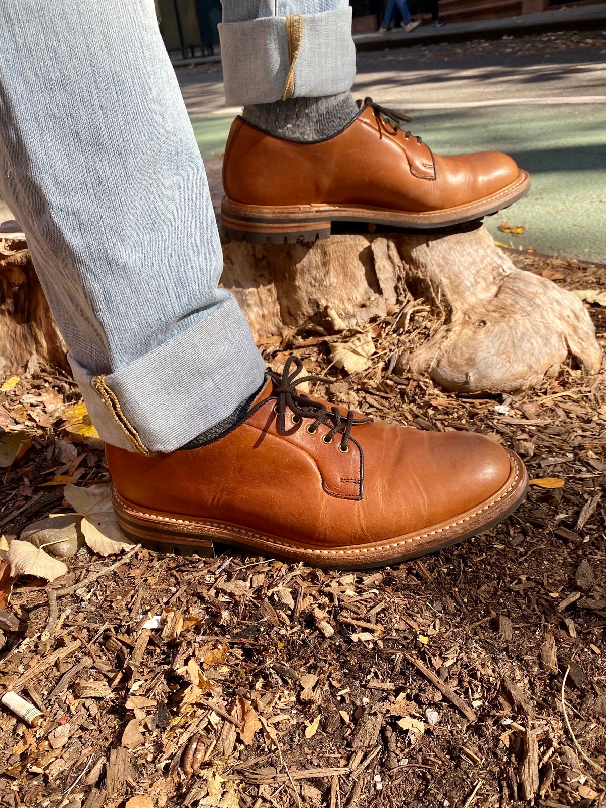 Photo by storybook.oak on November 2, 2022 of the Tricker's Robert Plain Derby Shoe in Horween Natural Dublin.