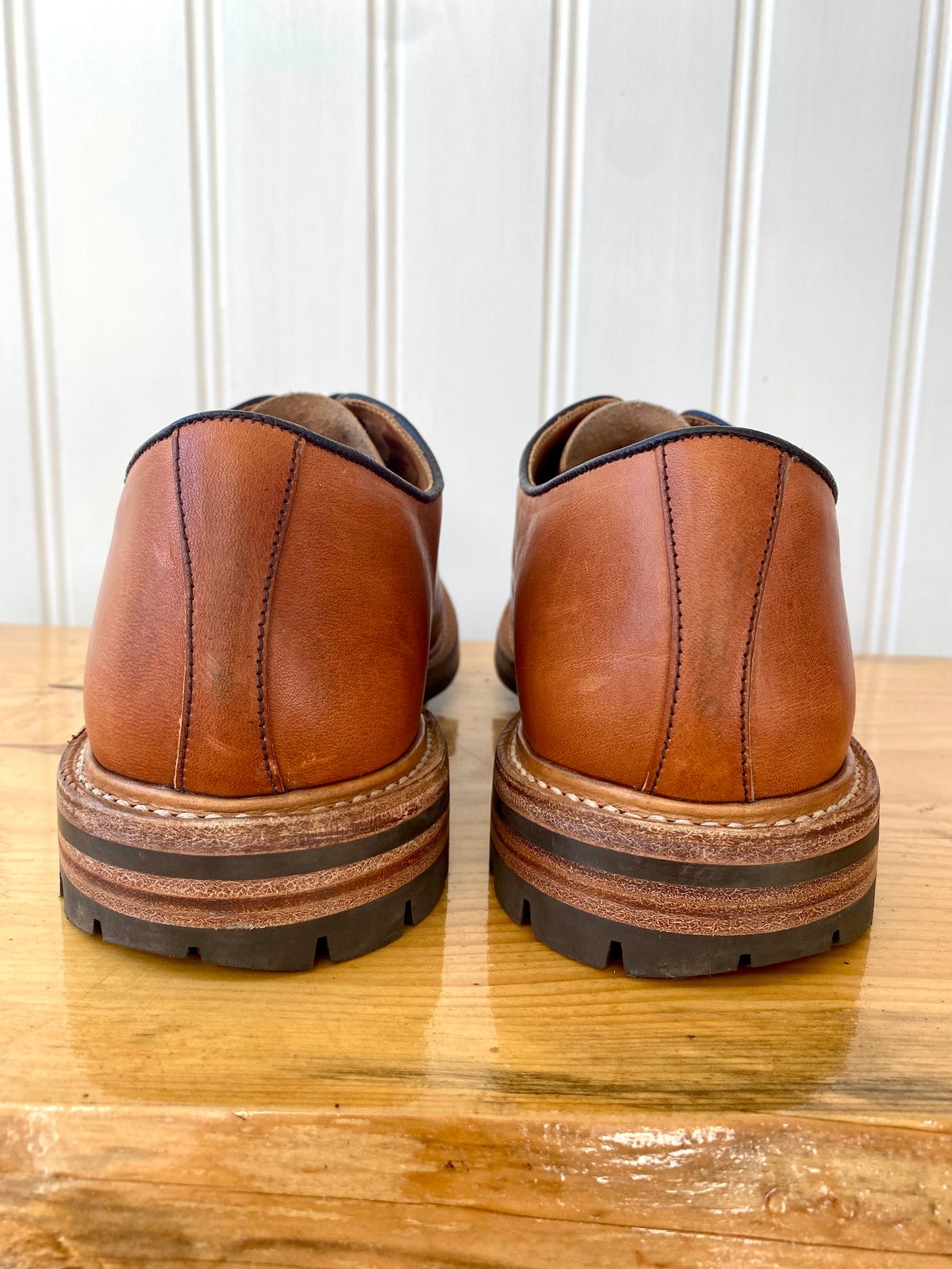 Photo by storybook.oak on November 2, 2022 of the Tricker's Robert Plain Derby Shoe in Horween Natural Dublin.