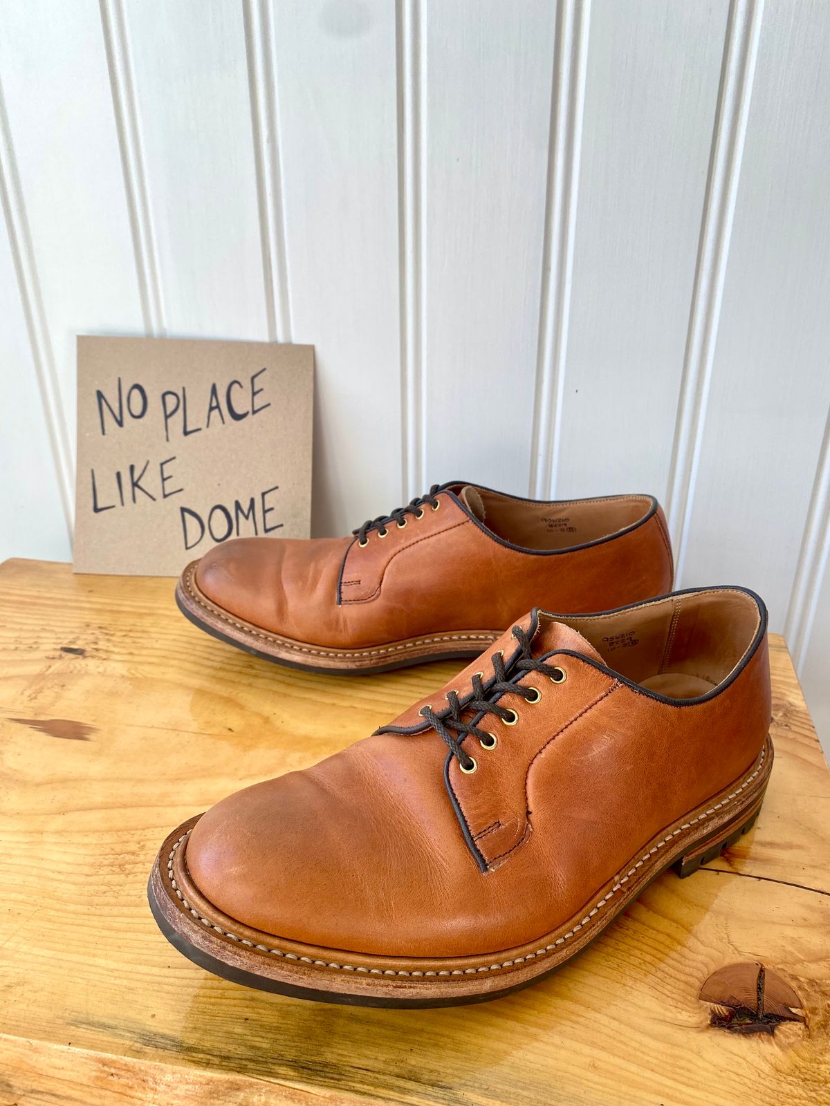 Photo by storybook.oak on November 2, 2022 of the Tricker's Robert Plain Derby Shoe in Horween Natural Dublin.